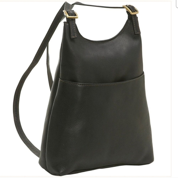 Le Donne genuine Leather unisex Slim Sling Backpack shoulder handbag Y2K Purse - Picture 1 of 10